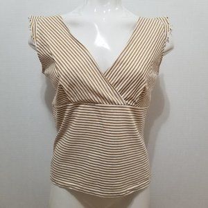 Mary Mac top XL NWT striped surplice v-neck lettuce trim cap sleeve VINTAGE Y2K